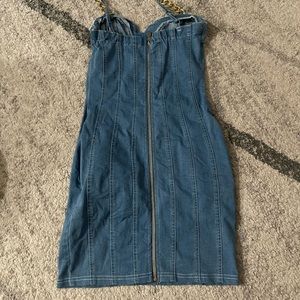 Jean dress with chain straps
